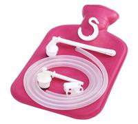 Premium Reusable 2-in-1 Rubber Hot Water Bottle & Enema Bag Kit Combo for Pain Relief & Gentle Colon Cleansing Detox & Hygiene, Leak-Proof & Durable Design - 2 Quart Capacity, RED Color