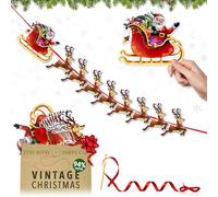 Premium Reusable Christmas Bunting - Santa and Reindeer Christmas Banner, Hanging Xmas Decorations for Indoors, Paper Xmas Wall, Banister, Fireplace, or Window Decor by Itsy Bitsy Party Co