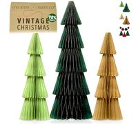 Premium Reusable Christmas Decorations - Table and Home Decor - Paper Indoor and Hanging Xmas Trees (Green, Brown)