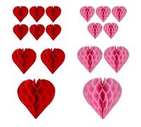 Premium Reusable Valentines Decorations, 17 PCS Red and Pink PaperHeart Hanging Balls, Honeycomb Design for Romantic Weddings, Birthdays, Anniversaries, Bridal Shower Decors, Mother’s Day