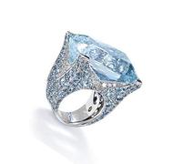 Premium Ring Women's Hand Ornament Fashionable Glitter Blue Rhinestone Fashion Individuality Birthday Anniversary Wedding Design New