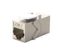 Premium RJ45 Passthrough Adapter (Female) CAT 6A & CAT 7 Shielded Keystone Jack Module 10Gbps | RJ45 LAN Cable Extension Adapter | Certified | POE/POE+ Support (CAT7 (10Gbps / 600MHz), 1-Pack)