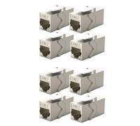 Premium RJ45 Passthrough Adapter (Female) CAT 6A & CAT 7 Shielded Keystone Jack Module 10Gbps | RJ45 LAN Cable Extension Adapter | Certified | POE/POE+ Support (CAT7 (10Gbps / 600MHz), 8-Pack)