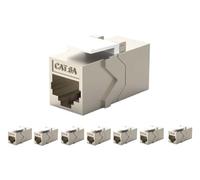 Premium RJ45 Passthrough Adapter (Female) CAT 6A & CAT 7 Shielded Keystone Jack Module 10Gbps | RJ45 LAN Cable Extension Adapter | Certified | POE/POE+ Support (CAT6A (10Gbps / 550MHz), 8-Pack)