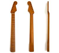Premium Roasted Maple Guitar Neck for Fender ST Style Canadian Maple Tiger-Stripe Neck- 22 Fret Bolt-On C Shape Neck with Bone Nut, Medium Jumbo Frets, 14" Radius, Matte Tiger Pattern Fingerboard