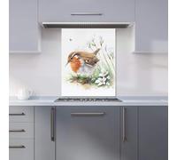 Warren Reed - Designer Robin And Daisies Watercolour Kitchen Splashback W600Mm X H750Mm, Multi