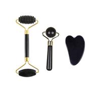 Premium Roller Face Gua Sha - Body and Neck Massager for Acupoint and Eye Care - Visage Lifting Massage Tool(Black)