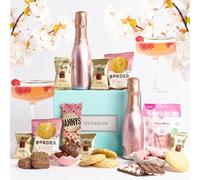 Premium Rosé Gold Sparkling Gourmet Food Gift Hamper in Luxury Gift Box - 2 Bottles, Handmade Chocolate, French Truffles, Funky Candy and Biscuits