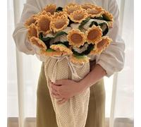 Premium Rose/Sunflower Bouquet Blanket, Handmade Crochet Flower Blanket, Bouquet Throw, Soft & Cozy, Gift for Mother's Day, Birthday, or Anniversary, Home Décor (B, 23.62 in/60cm)