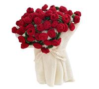 Premium Rose/Sunflower Flower Bouquet Blanket, Handmade Knitted Crochet Flower Bouquet Throw Blanket for Her Girlfriend Mom Mother’s Day Valentine Wedding Anniversary (Red,31.5in)