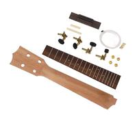 Premium Rosewood Ukulele Neck Replacement Kit - Pre-Sanded Pre-Drilled Fretboard + Tuning Pegs & Bridge for 23" Concert DIY Build