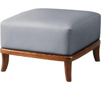 Premium Round Leather Ottoman - Modern Footrest Multifunctional Decorative Seat with Solid Wood Legs Square Brown 50x50x32cm (20x20x13inch)