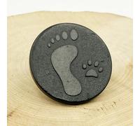 Premium Round Shungite Stickers with Pattern for Cell Phone Case Laptop Tablet Computer - Polished Shungite Protection Plate with Carbon Fullerenes (Little Feet)
