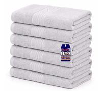 Premium Royal Egyptian Cotton Hand Towels (50 x 85 cm) - Pack Of 6 - 700 GSM Soft & Absorbent Hand Towels For Bathroom - Hotel Spa Quality - Quick Dry Hand Towel for Homes, Hotels & Guest Use (Silver)