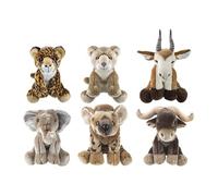Premium Safari Plush - 30 cm (1 Pc.) - 6 Assorted Safari Plush Impala, Hyena, Lioness, Buffalo, Leopard, Elephant, Perfect for Cuddling, for Kids and Animal Lovers