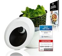 Premium Salad Spinner 5L (large) - 60-day risk-free trial - non-slip 2-in-1 spinner & salad bowl - Ø 24.5 cm - BPA-free - dishwasher-safe - for drying salad, lettuce, fruits & vegetables - in Book