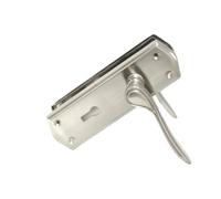 Premium Satin Nickel Internal Lock Door Handles with Long Back Plate and 3 Lever Mortise Sash Lock - Stellar Design, (6 Pair of Lock Handles + 3 Lever SASH Lock)