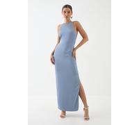 Premium Satin Racer Open Back Bridesmaid Dress MissPap Slate Blue 8