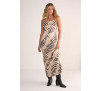 Premium Satin Tiger Cowl Back Strappy Maxi Dress NastyGal Stone 8