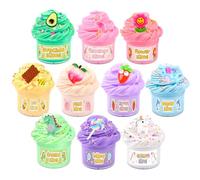 Premium Scented Butter Slime,10 Pack Slimes,with Peache, Dinosaur, Unicorn, Bee and More Charms,10 Fun Slime Add Ins, Pre-Made Slime for Kids, Great 6 Year Old Toys, Super Soft Sludge Toy. Mini