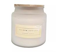 Premium Scented Soy Wax Candle Set - Golden Vanilla, Fresh Linen & Soft Rose Fragrances - Decorative Glass Jars with Wooden Lids - Long-Lasting Aromatherapy for Home & Office (Golden Vanilla)