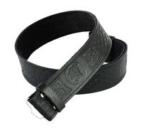 Premium Scottish Black Leather Belts Masonic, Thistle, Plain Kilt Belt | Genuine Leather, Adjustable Fit, Embossed Designs - Ideal for Formal & Casual Wear (Rampant Lion, SMALL)