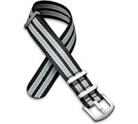Premium Seatbelt Nylon Watch Strap | 20mm | Iconic Black Tan Grey Stripe | Soft Flexible Double Pass Band | Smooth Seat Belt Woven Fabric | Brushed Stainless Steel Fittings & Buckle (20 mm)