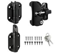 Premium Self-Closing Gate Hinges with Key Lockable Latch - Heavy-Duty Outdoor Hardware Kit for Deck Patio Porch Yard Gates - Easy Install Secure Closure