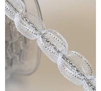 Premium Sheer Beaded Ribbon Wired Twist Lace Wedding Pearl Chain Trim 1 Metre (White)