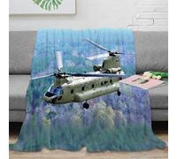 Premium Sherpa Chinook Throw Blanket 3D Military Helicopter Design Super Soft Cozy Fleece Blankets 40x50inch(100x130cm), Thick Plush Fuzzy Fluffy Lightweight Warm Throw for Couch,Bed,Sofa,Chair