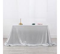 Premium Shiny Table Cloth Washable & Wrinkle Free Rectangle Cover for Parties Weddings Anniversaries & Bachelorette Events 70.9" x 94.5" Silver Table Decor