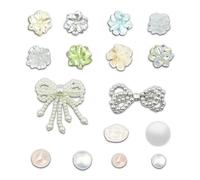 Premium Shoe Charms for Women 3D Floral & Butterfly Designs with Sparkling Rhinestones, Pearls & Crystal Links - DIY Shoe Jewelry Accessories for Girls, Creative and unique gifts, 16 Pcs-flowers, L