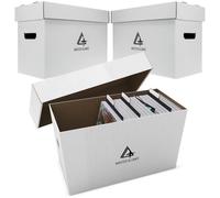 Premium Short Comic Book Storage Box (3 Pack - White). Thick Cardboard Comic Book Box/Cabinet. Comics Books Bin for 150-175 Collectibles. Comics Boxes Storage Case/Cabinet to Showcase Collectibles.