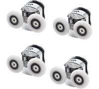 Premium Shower Door Rollers - 23mm/25mm Zinc Alloy Chrome-Plated Casters for Sliding Glass Doors, Adjustable Pulleys(4PCS SINGLE DOWN 23MM)