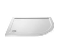Balterley 900 x 760 mm Offset Quadrant Shower Tray Right Hand, Slimline Shower Trays, Durable Stone Resin Base Trays for Bathroom Enclosure Cubicle, Lightweight Tray for Wetroom Showers (White)