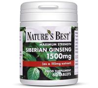 Premium Siberian Ginseng 1500mg - Highly Researched 'Adaptogen' - 60 Tablets, 1-a-Day - 2 Month's Supply - High-Strength Immune System Support - Popular Choice for Women - Small, Easy to Swallow
