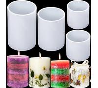 Premium Silicone Candle Molds for Candle Making, 4 Sizes Cylinder Pillar Candle Mold Set for Epoxy Resin Casting, Soap, and DIY Crafts - Reusable Candle Making Molds Silicone
