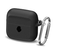 Premium Silicone Case Cover for Skullcandy Mod, Portable Scratch Absorbing Anti-Drop Visible LED Protective Case Compatible with Skullcandy Mod Wireless Earbuds with Keychain【Visible Front Logo】Black