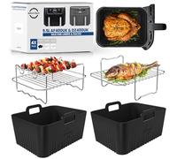 Premium Silicone Liners & Racks For Ninja 9.5L AF400UK & DZ400UK | 2.5mm Liner Thickness & 8mm high Silicone Lines |4 PCS AF400UK Accessories | Specially Designed for Ninja Dual Air Fryer 9.5L