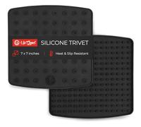 Premium Silicone Pot Holder for Pots/Pans | Multipurpose Trivets | Hot Pad, Spoon Rest, Coaster and More | 2 Pads | Featuring Heat Resistant Core Tech | UpGood Pro Series (Cool Kitchen Tools, Black)