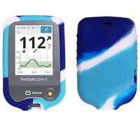 Premium Silicone Protective Cover Set (Screen Protector + Lanyard + Lanyard Patch) for Freestyle Libre 3 / Freestyle Libre 2/14 Day (Continuous Glucose Monitor) (Blue Mix)