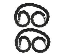 Premium Silver Queue Barrier Rope - 1M Braided Hemp Stanchion Ropes for Crowd Control & Safety - Black Divider Rope for Event Management & Line Control