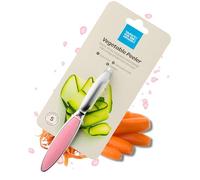 Premium Silver Straight Vegetable Peeler - Taylors Eye Witness, Great Kitchen Gadget, Sturdy Zinc Aluminum Construction with Silver & Cherry Blossom Colour, Glides Easily Over Apple, Carrot Or Potato