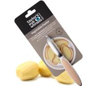 Premium Silver Straight Vegetable Peeler - Taylors Eye Witness, Great Kitchen Gadget, with Sturdy Zinc Aluminum Construction with Silver & Peach Colour, Glides Easily Over Apple, Carrot Or Potato
