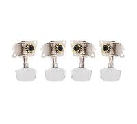 Premium Silver Ukulele Tuning Pegs 2L2R Geared Machine Heads for Kala Concert Uke Replacement High Classical Tuners with Screws for DIY String Instrument Parts Upgrade