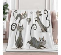 Premium Simple Elegant Animal Cat Printed Blankets, Super Soft Flannel Plush Cozy Lightweight White Throw Blanket for Baby Kids Boys Girls 59 × 79 inch - Single Size