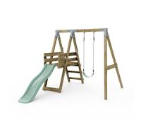 Premium Single Garden Swing with Deck for Kids - Flex Mint Green