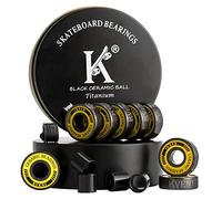 Premium Skateboard Bearings, 608rs Longboard Bearing Black Ceramic Balls - Titanium Coated - Precision Fast Spin ABEC-11 Bearings with Washers and Spacers (Pack of 8) (1, 608)