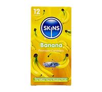 Premium Skins Banana Flavoured Condoms for Oral and Intercourse - Ultra Thin Flavoured Condoms for Oral, Extra Flavoured Lube for Extra Pleasure - Discreet Pack of 12
