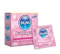 Premium Skins Bubblegum Flavoured Condoms for Oral and Intercourse - Ultra Thin Flavoured Condoms for Oral, Extra Flavoured Lube for Extra Pleasure - Discreet Pack of 4